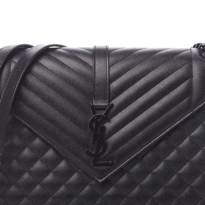 YSL GRAIN DE POUDRE MIXED MATELASSE LARGE TRIQUILT MONOGRAM BAG