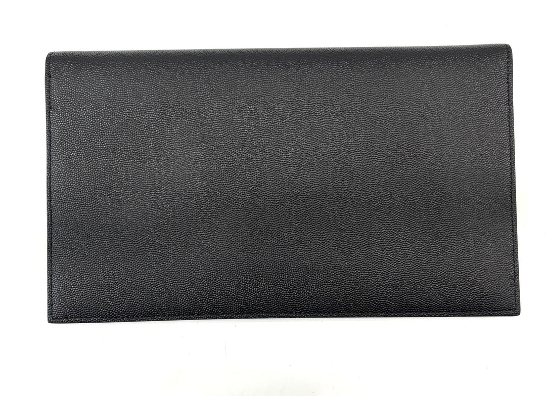 YSL GRAIN DE POUDRE UPTOWN CALFSKIN LEATHER ENVELOPE CLUTCH
