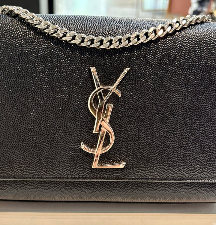 YSL GRAIN DE POUDRE LEATHER MEDIUM KATE CROSSBODY BAG
