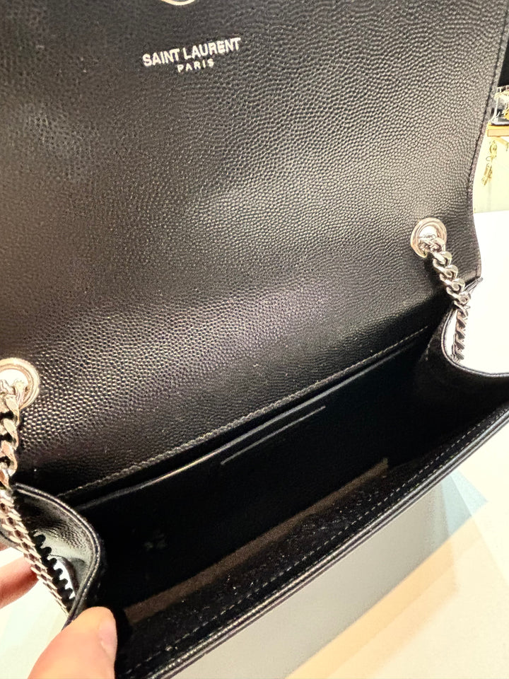 YSL GRAIN DE POUDRE LEATHER MEDIUM KATE CROSSBODY BAG
