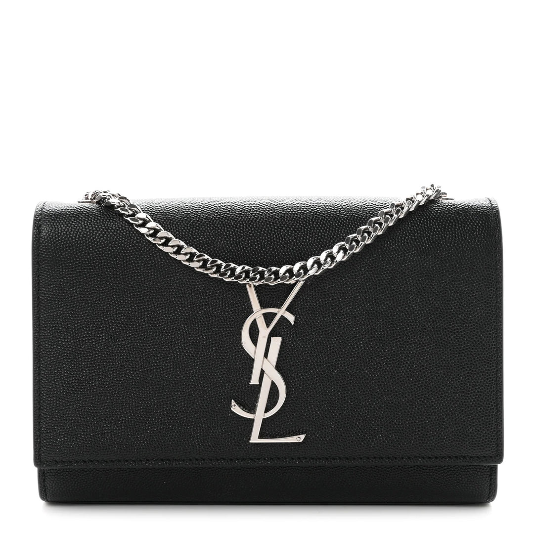 YSL GRAIN DE POUDRE LEATHER MEDIUM KATE CROSSBODY BAG