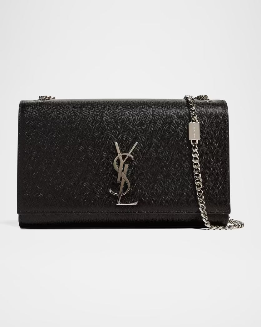 YSL GRAIN DE POUDRE LEATHER MEDIUM KATE CROSSBODY BAG