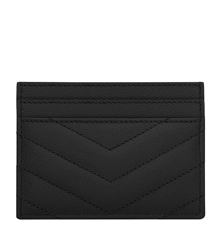 YSL GRAIN DE POUDRE LEATHER MONOGRAM CARD CASE