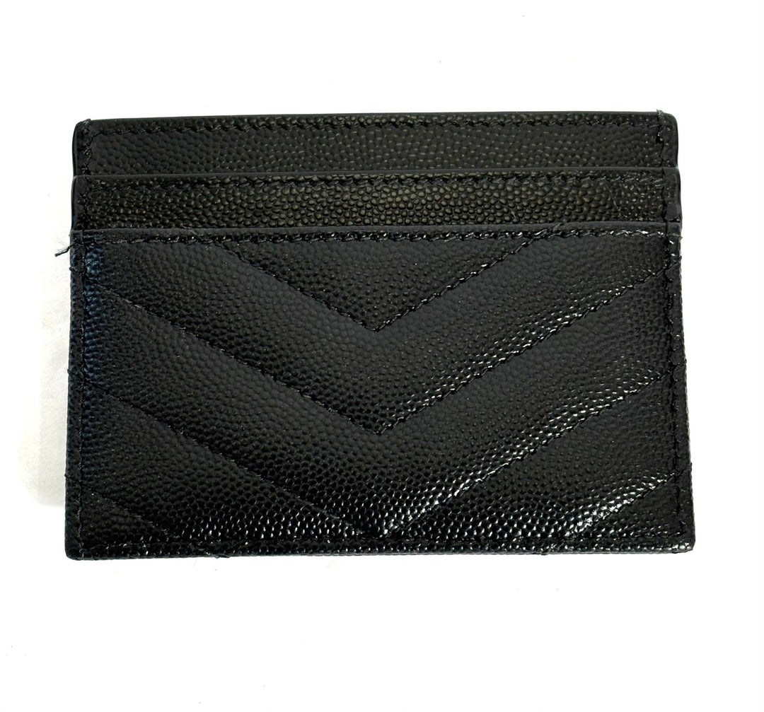 YSL GRAIN DE POUDRE LEATHER MONOGRAM CARD CASE