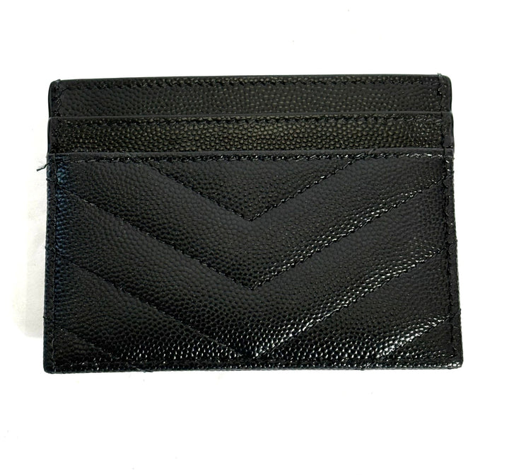 YSL GRAIN DE POUDRE LEATHER MONOGRAM CARD CASE