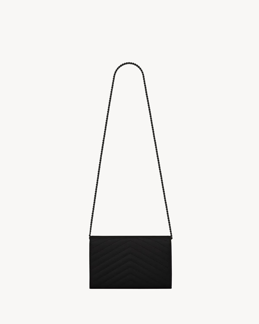 YSL GRAIN DE POUDRE GRAINED LEATHER WALLET ON A CHAIN