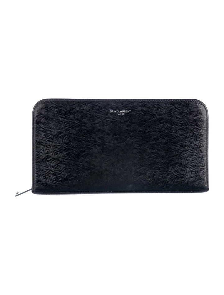 YSL GRAIN DE POUDRE LEATHER ZIP-AROUND-WALLET