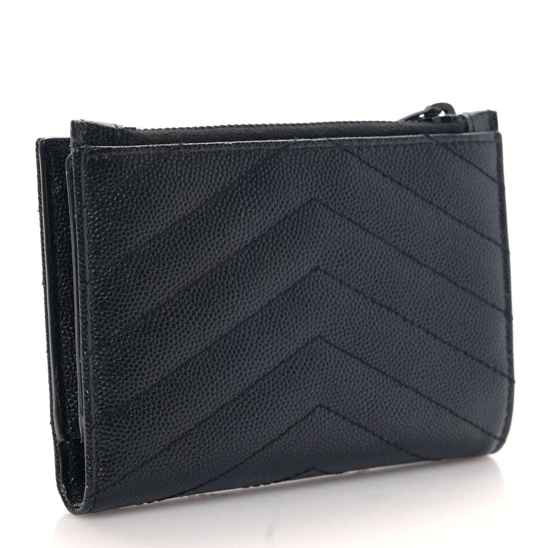 YSL GRAIN DE POUDRE MATELASSE CHEVRON CASSANDRE FRAGMENTS BI-FOLD WALLET