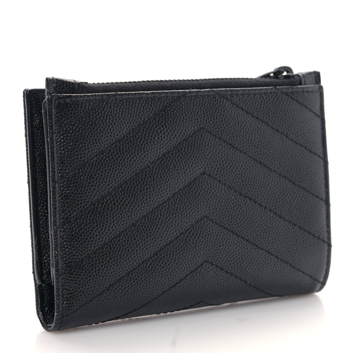 YSL GRAIN DE POUDRE MATELASSE CHEVRON CASSANDRE FRAGMENTS BI-FOLD WALLET