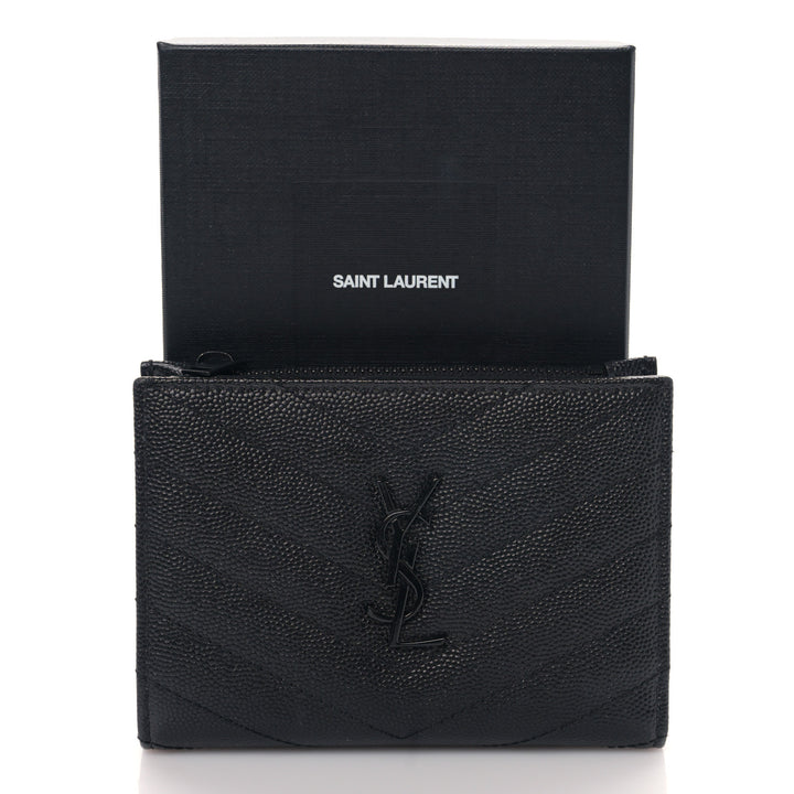 YSL GRAIN DE POUDRE MATELASSE CHEVRON CASSANDRE FRAGMENTS BI-FOLD WALLET