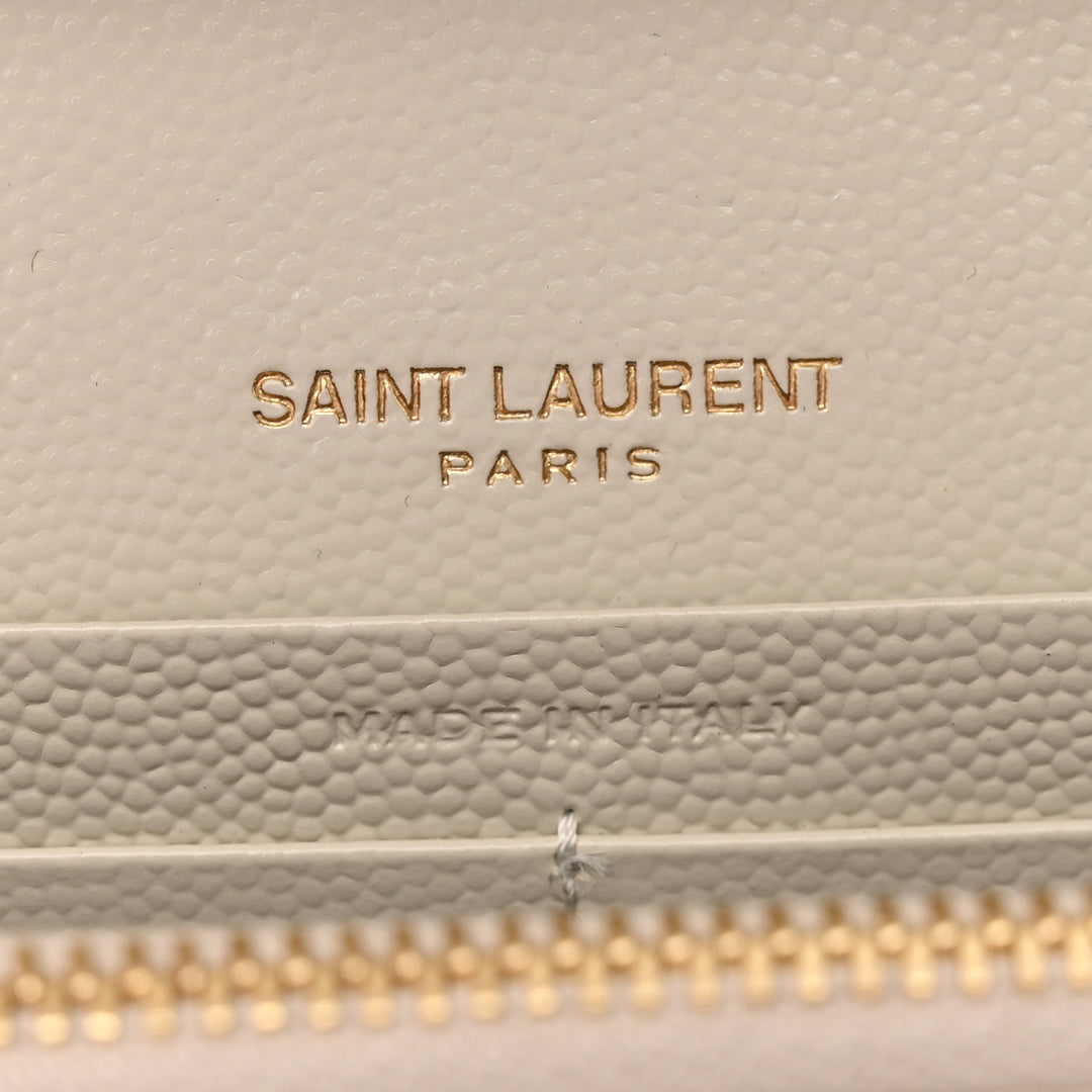 YSL GRAIN DE POUDRE MATELASSE MONOGRAM WALLET ON CHAIN
