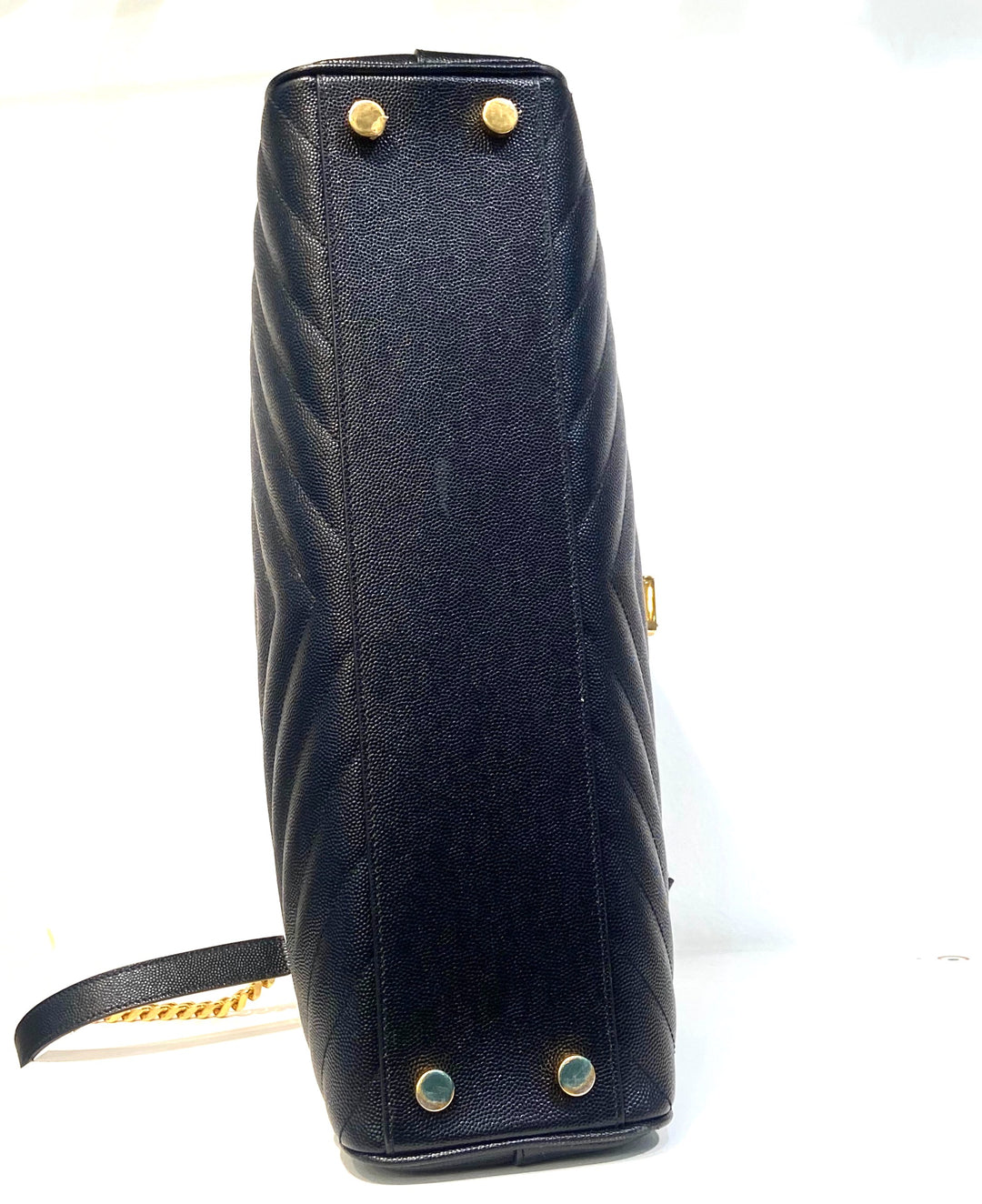 YSL GRAIN DE POUDRE MATELASSE CHEVRON MONOGRAM SHOPPING TOTE