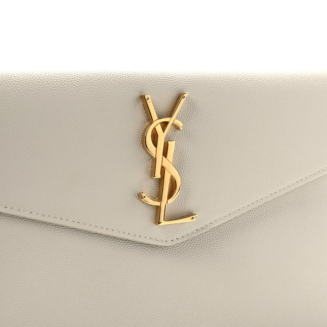 YSL GRAIN DE POUDRE LEATHER UPTOWN POUCH CLUTCH BAG