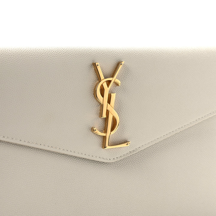 YSL GRAIN DE POUDRE LEATHER UPTOWN POUCH CLUTCH BAG