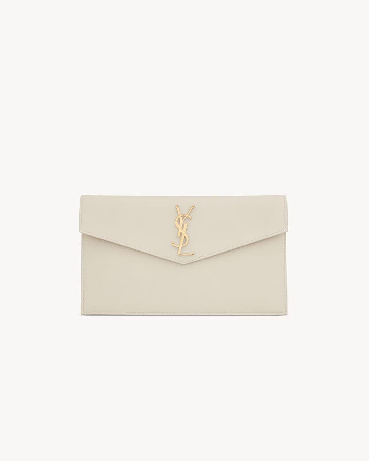 YSL GRAIN DE POUDRE LEATHER UPTOWN POUCH CLUTCH BAG