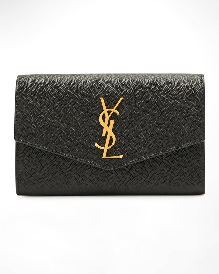 YSL GRAIN DE POUDRE LEATHER UPTOWN WALLET ON CHAIN