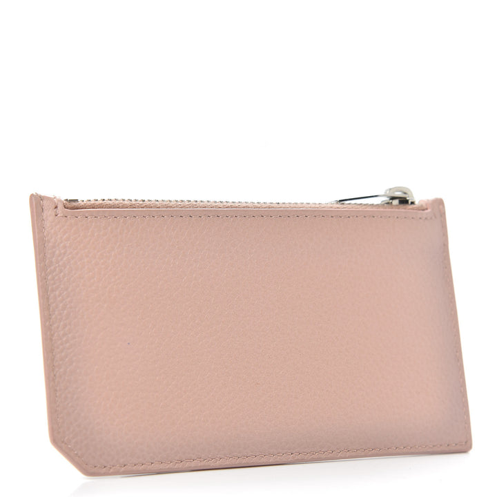 YSL GRAINED CALFSKIN ZIP POUCH CARD HOLDER