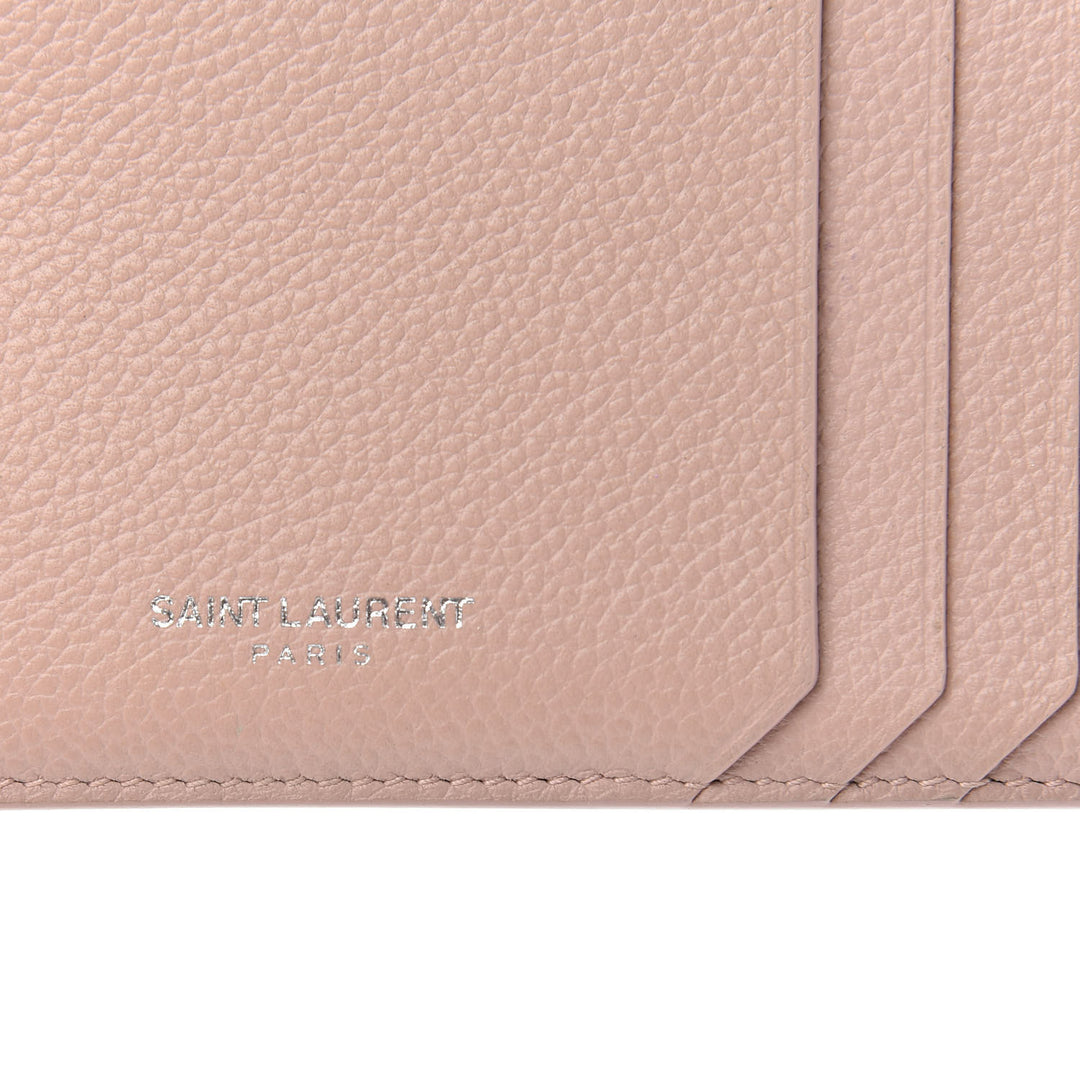YSL GRAINED CALFSKIN ZIP POUCH CARD HOLDER