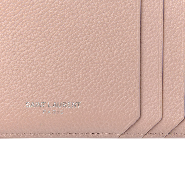 YSL GRAINED CALFSKIN ZIP POUCH CARD HOLDER