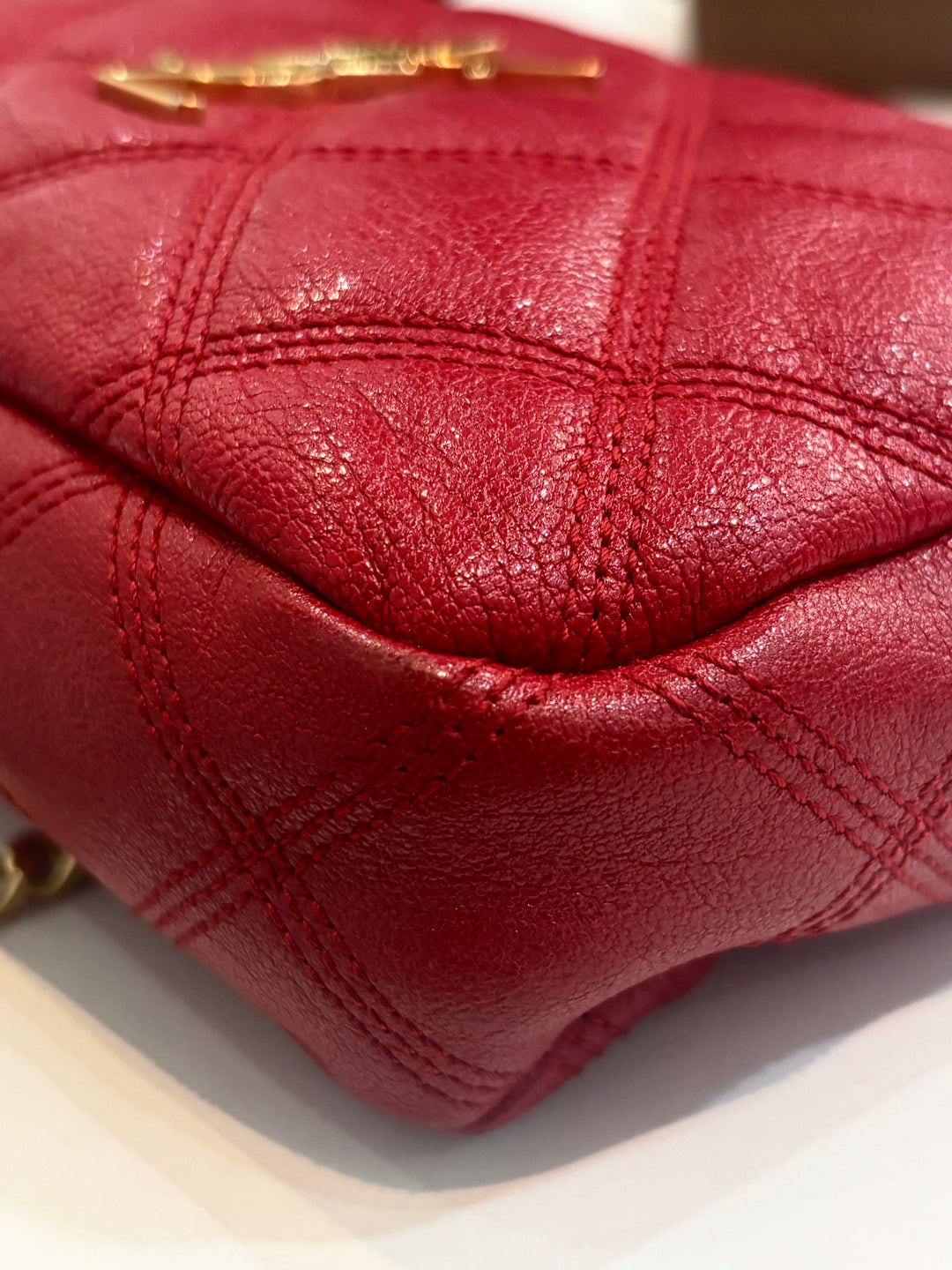 YSL GRAINED LAMBSKIN QUILTED MINI BECKY CROSSBODY BAG