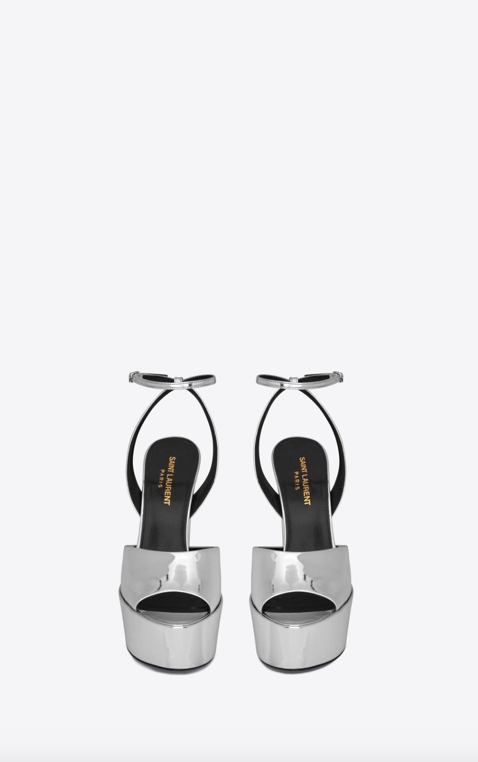YSL JODIE METALLIC LEATHER PLATFORM SANDALS