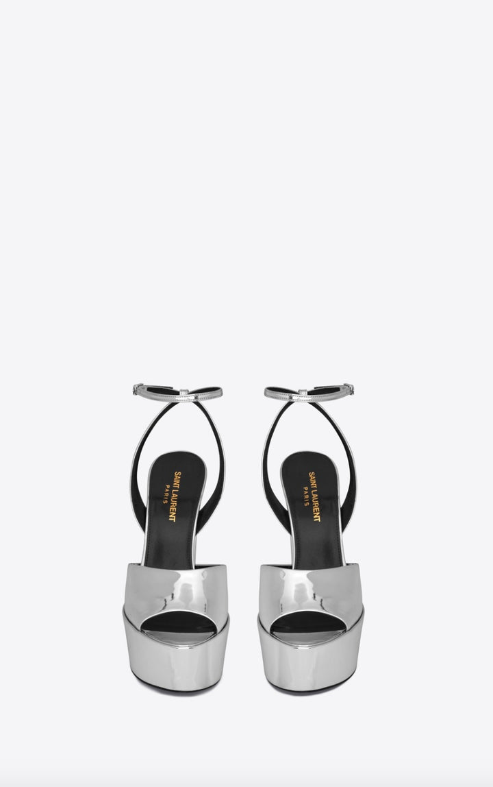 YSL JODIE METALLIC LEATHER PLATFORM SANDALS