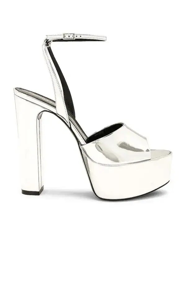 YSL JODIE METALLIC LEATHER PLATFORM SANDALS