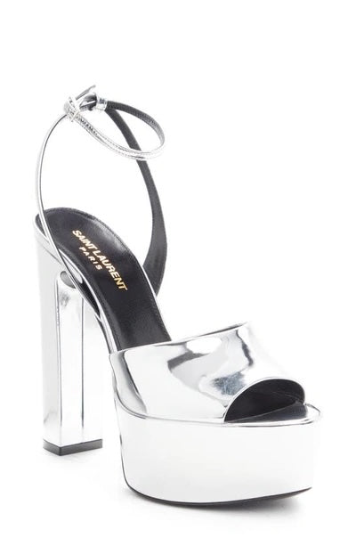 YSL JODIE METALLIC LEATHER PLATFORM SANDALS