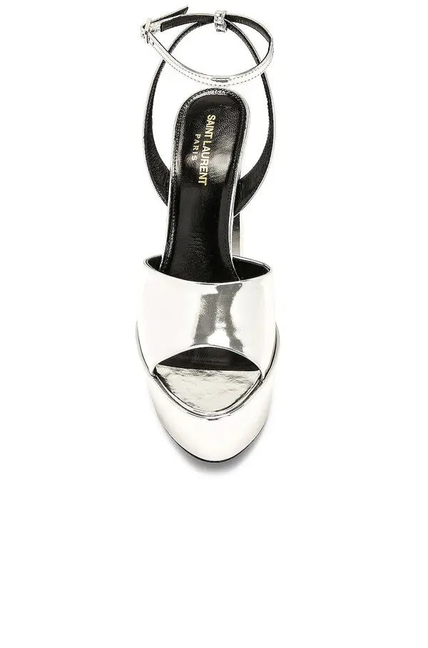 YSL JODIE METALLIC LEATHER PLATFORM SANDALS