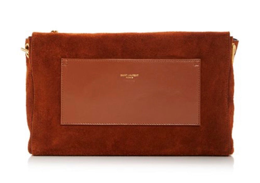 YSL KATE REVERSIBLE CROC EMBOSSED LEATHER &amp; SUEDE MEDIUM SHOULDER BAG