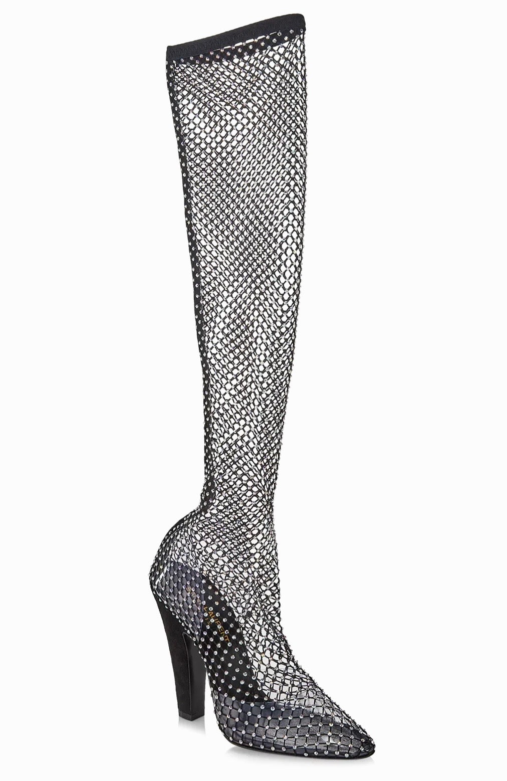 SAINT LAURENT KOLLER RHINESTONE MESH 100 BOOTS