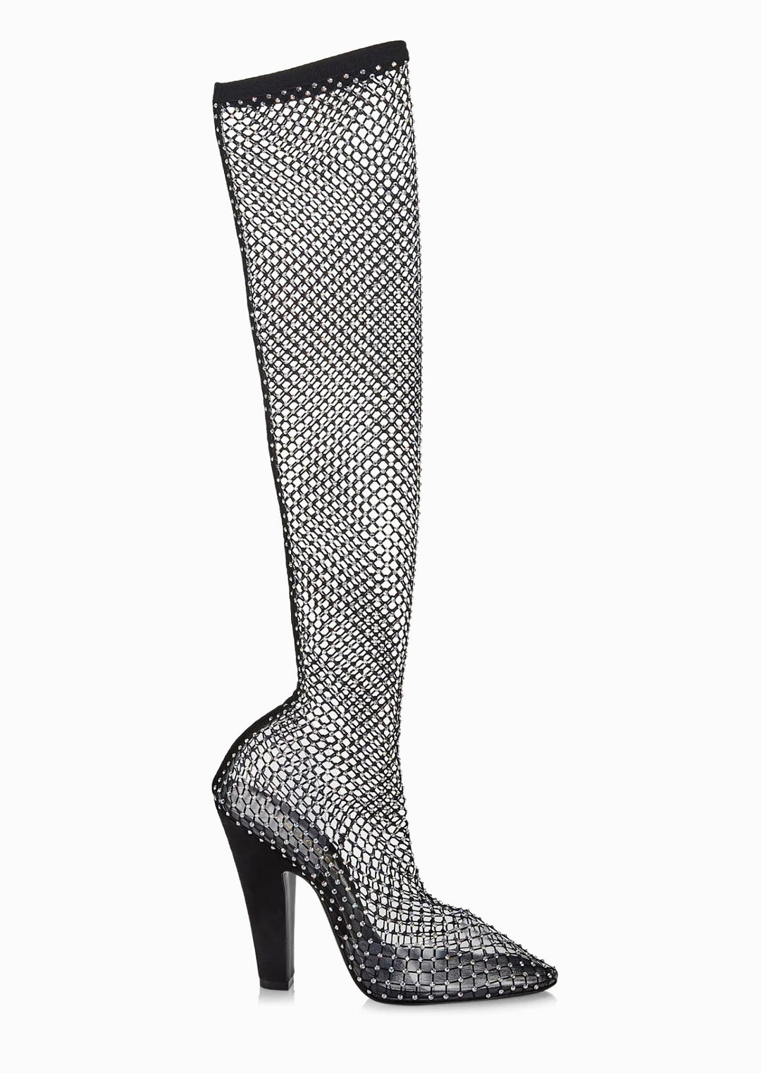SAINT LAURENT KOLLER RHINESTONE MESH 100 BOOTS