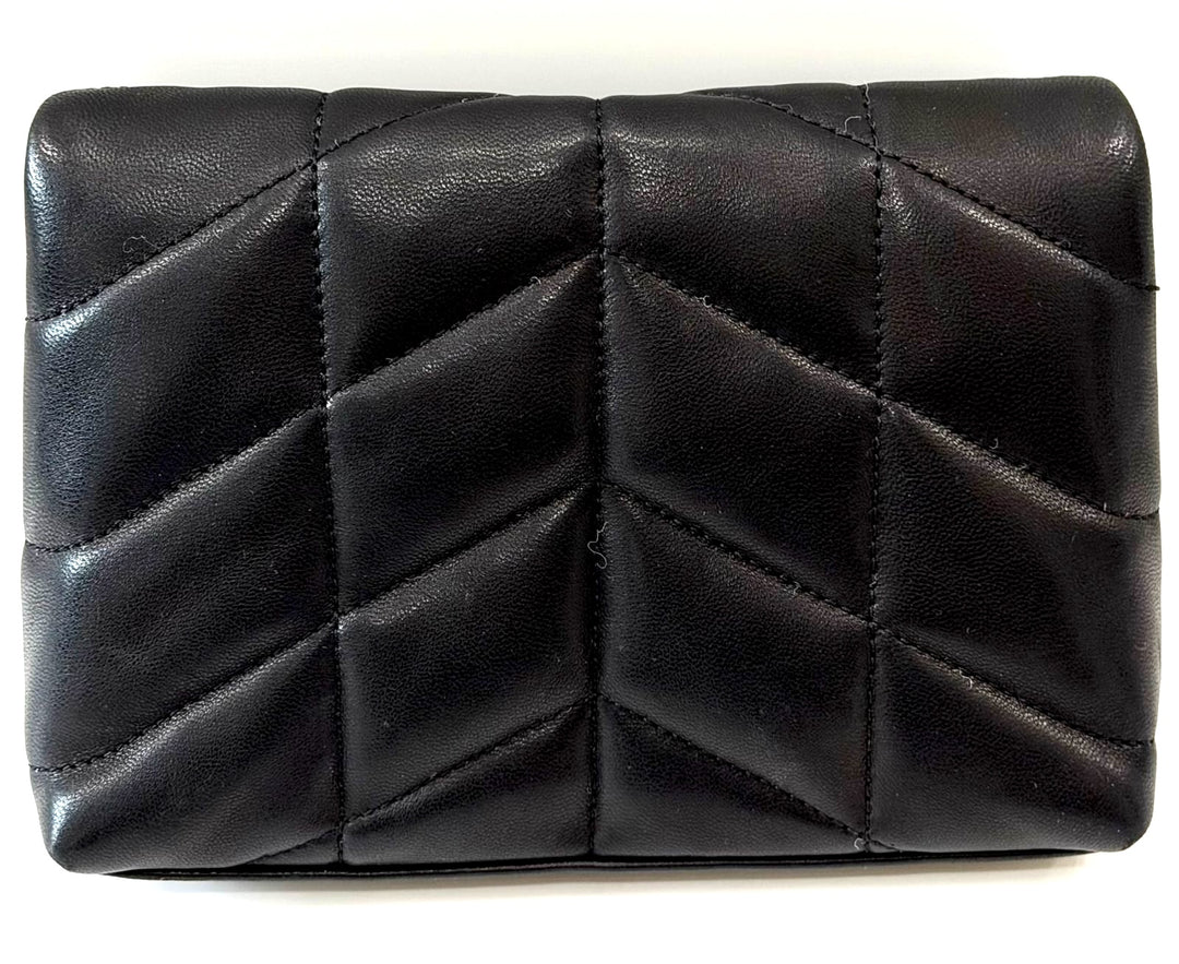 YSL LAMBSKIN LEATHER MONOGRAM LOULOU PUFFER CLUTCH BAG