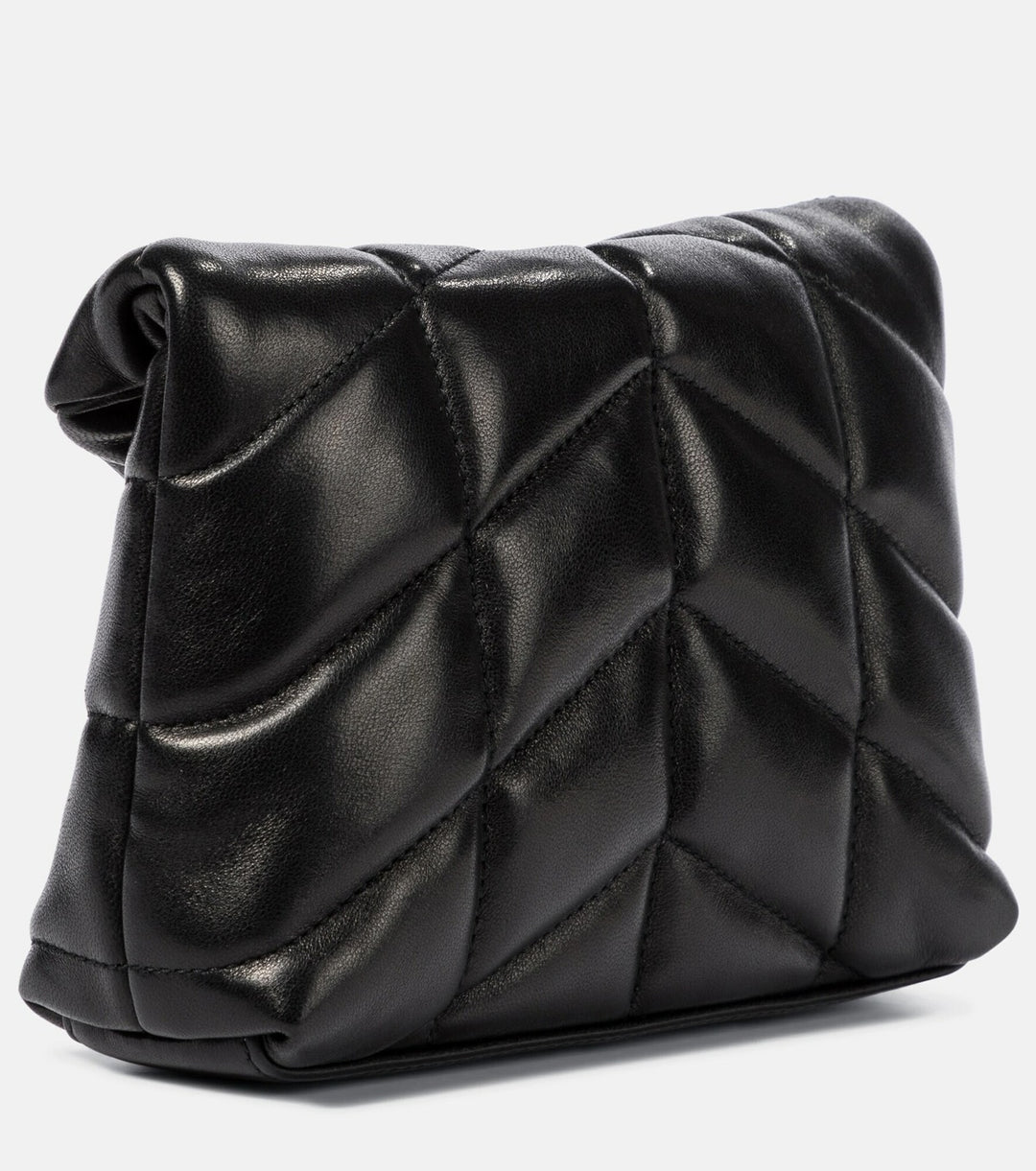 YSL LAMBSKIN LEATHER MONOGRAM LOULOU PUFFER CLUTCH BAG