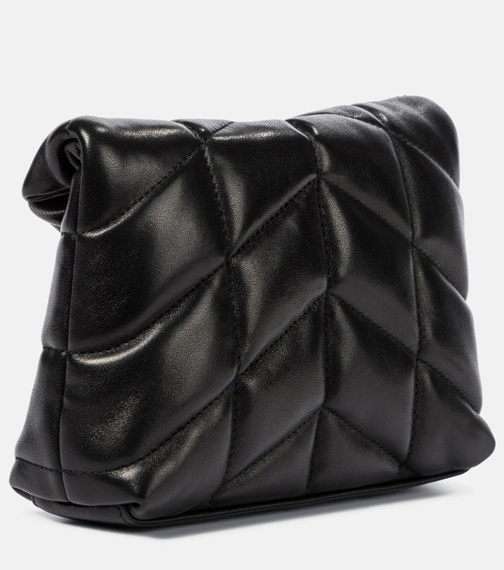 YSL LAMBSKIN LEATHER MONOGRAM LOULOU PUFFER CLUTCH BAG