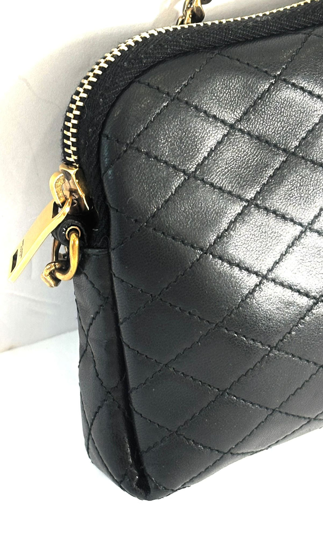 YSL LAMBSKIN QUILTED GABY ZIPPED POUCH CROSSBODY