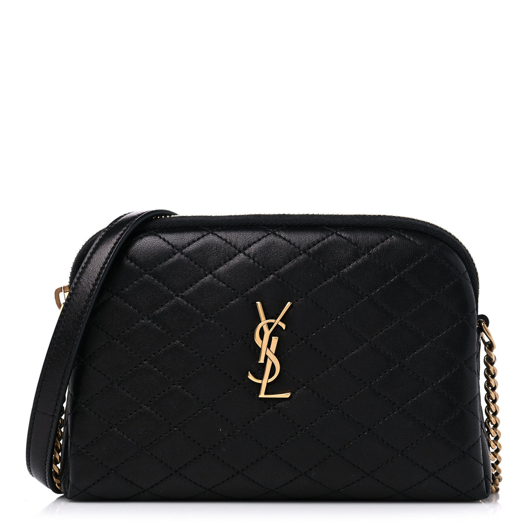 YSL LAMBSKIN QUILTED GABY ZIPPED POUCH CROSSBODY