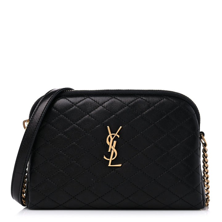 YSL LAMBSKIN QUILTED GABY ZIPPED POUCH CROSSBODY