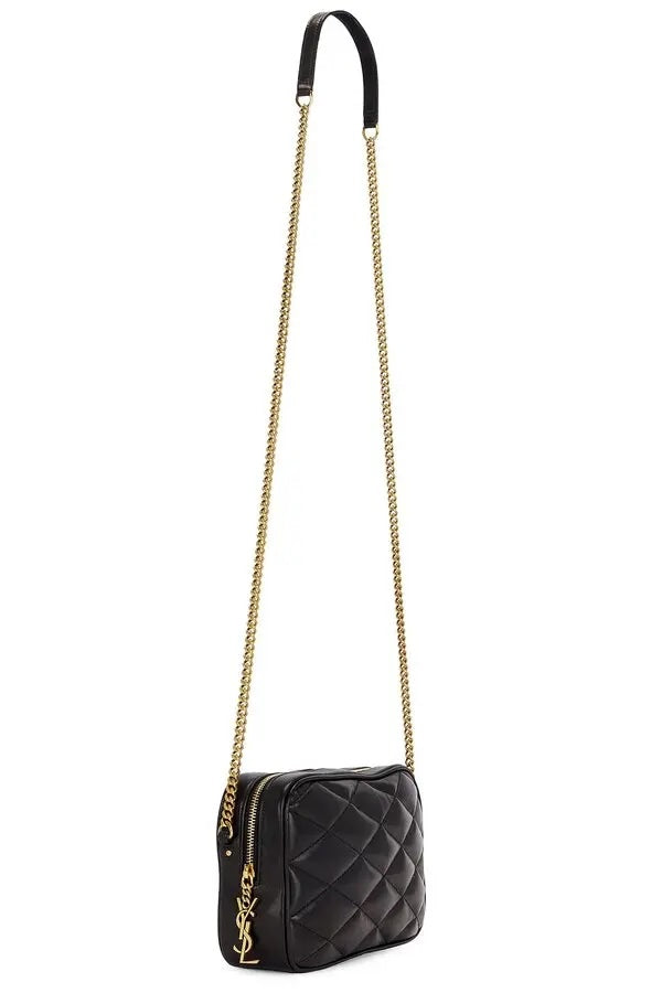 YSL LAMBSKIN QUILTED MINI CAMERA BAG-NERO