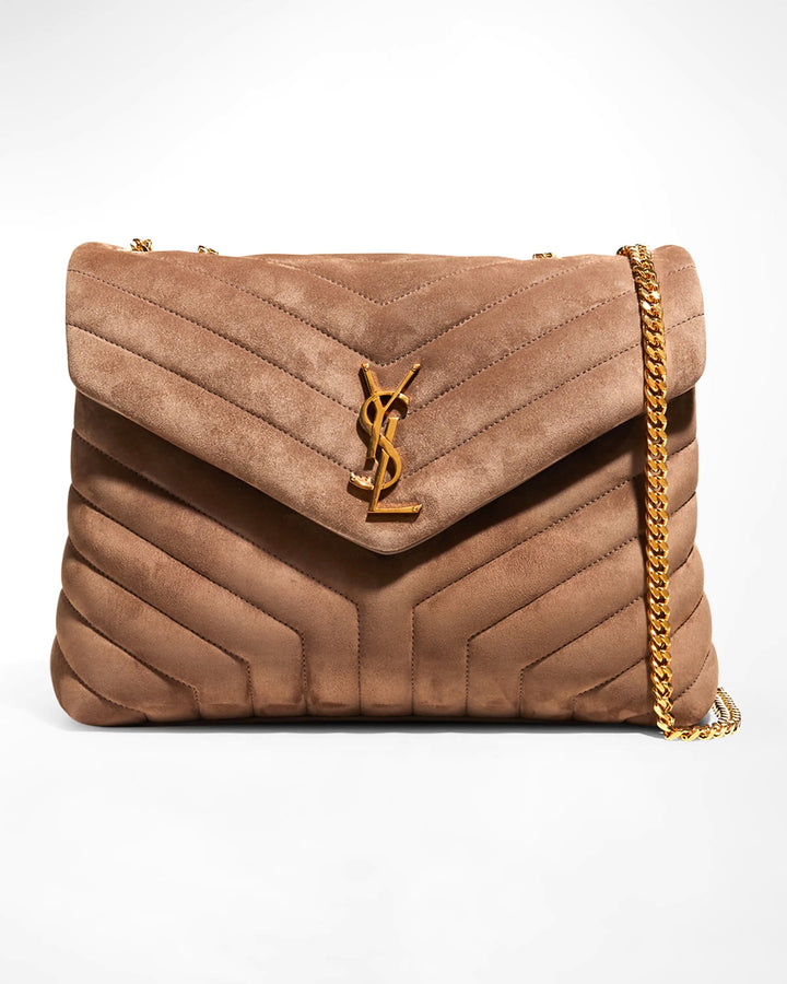 YSL LOULOU QUILTED SUEDE MEDIUM SHOULDER BAG