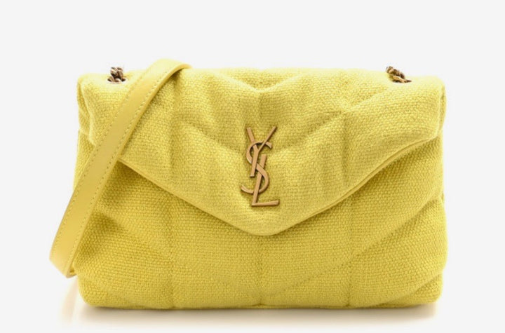 YSL QUILTED CANVAS LOULOU PUFFER TOY SHOULDER BAG