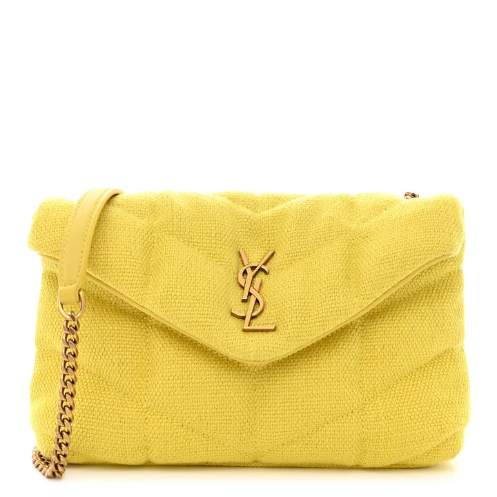 YSL QUILTED CANVAS LOULOU PUFFER TOY SHOULDER BAG