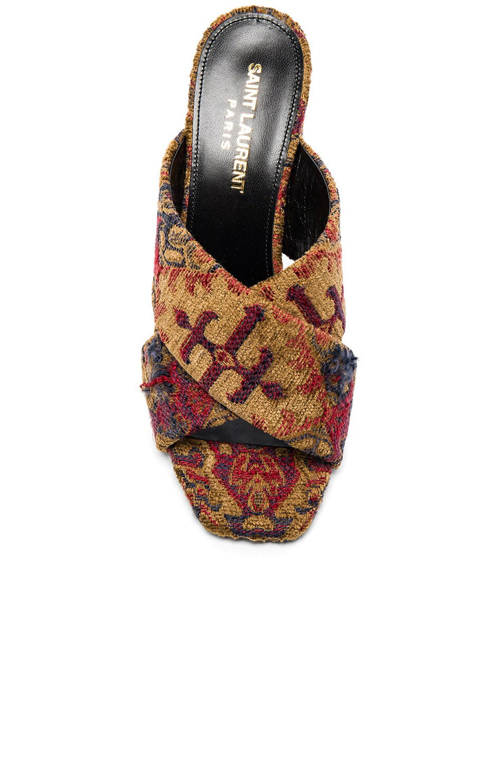 YSL LOULOU TAPESTRY JACQUARD MULES