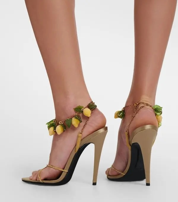 YSL MON CHÉRI EMBELLISHED HEELED SANDALS