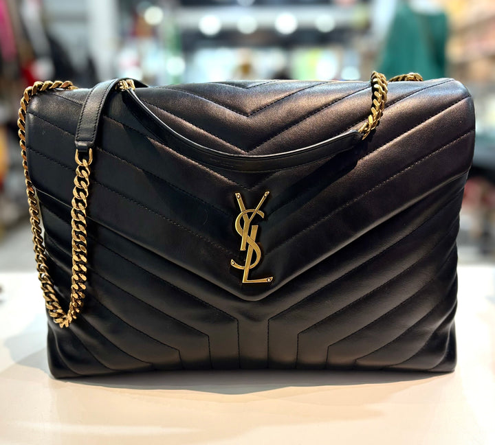 YSL Y QUILTED CALFSKIN LEATHER MONOGRAM LARGE LOULOU BAG