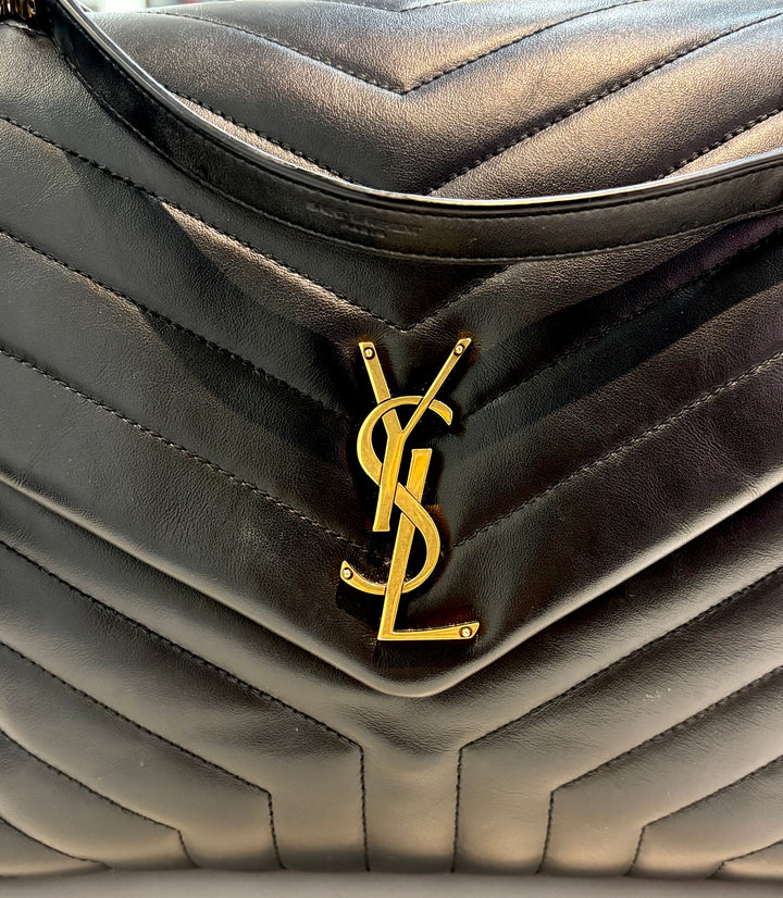 YSL Y QUILTED CALFSKIN LEATHER MONOGRAM LARGE LOULOU BAG