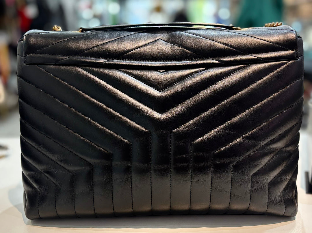 YSL Y QUILTED CALFSKIN LEATHER MONOGRAM LARGE LOULOU BAG