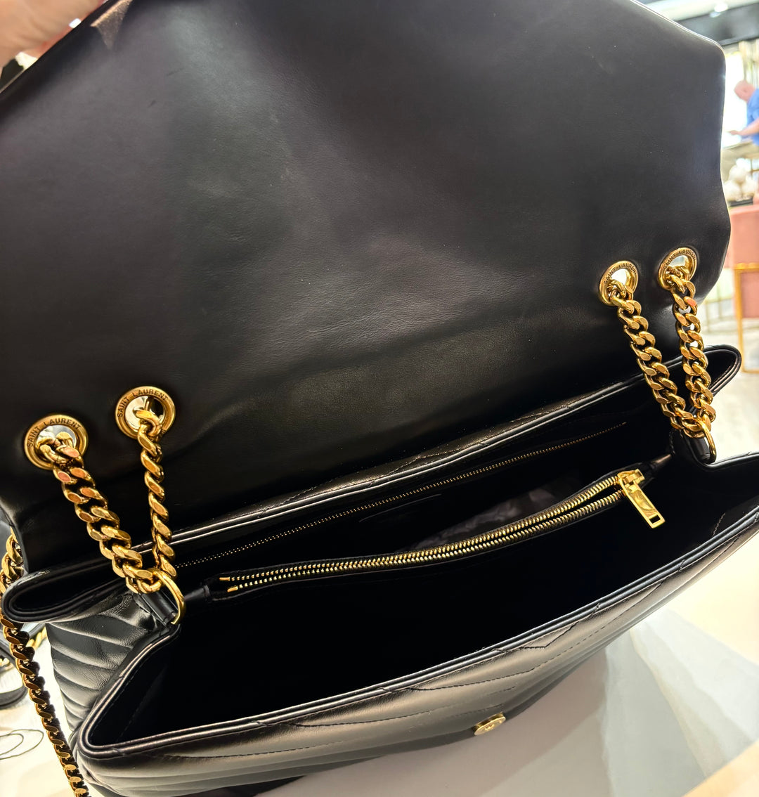 YSL Y QUILTED CALFSKIN LEATHER MONOGRAM LARGE LOULOU BAG