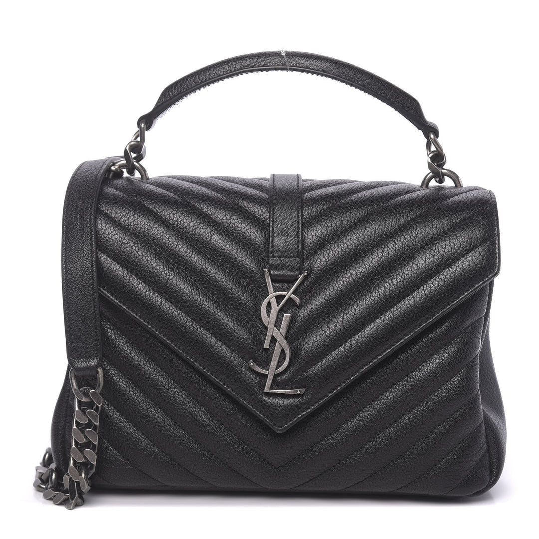 YSL COLLEGE MEDIUM QUILTED LEATHER SHOULDER BAG