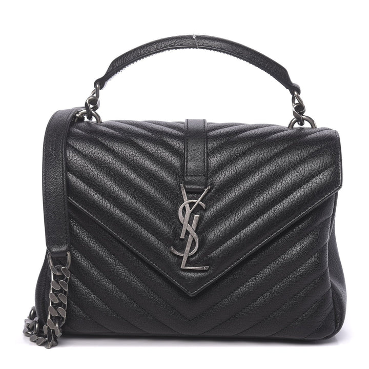 YSL COLLEGE MEDIUM QUILTED LEATHER SHOULDER BAG